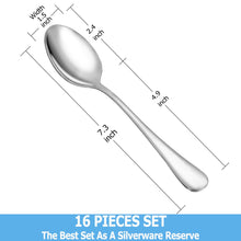 Load image into Gallery viewer, Dinner Spoon Set,16 Pcs 7.3&quot; Tablespoons,Premium Food Grade 18/10 Stainless Steel Spoons,Durable Metal Spoons,Tablespoon,Silverware Spoons Only,Mirror Finish &amp; Dishwasher Safe,Use for Home,Restaurant