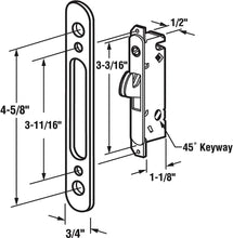 Load image into Gallery viewer, HauSun Mortise Lock with 45 Degree Keyway and Round Faceplate,Adjustable,Spring-Loaded Hook Latch Replacement for Sliding Patio Doors Constructed of Wood, Aluminum and Vinyl, 4-5/8&quot;