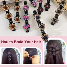 Load image into Gallery viewer, 2 Pcs Sparkling Crystal Stone Braided Hair Clips, 2024 New Satin Fabric Hair Bands Rhinestone Four-Leaf Clover Hair Clip,Duck Bill Clips for Women Girls (4 Pcs)