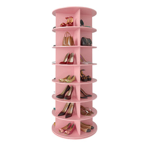 SpaceAid 7 Tier Rotating Shoe Rack Tower, Spinning Shoe Display Lazy Susan, Revolving 360 Shoe Rack Storage Round Carousel, Vertical Handbag Rotate Shoes Closet Organization (7-Tier White)
