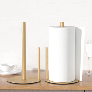 Paper Towel Holder Black, Premium Stainless Steel Kitchen Roll Dispenser, Countertop Roll Organizer with Weighted Base