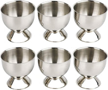 Load image into Gallery viewer, Stainless Steel Egg Cups Set for Hard Soft Boiled Eggs with 6 Egg Cup Holders 6 Egg Spoons
