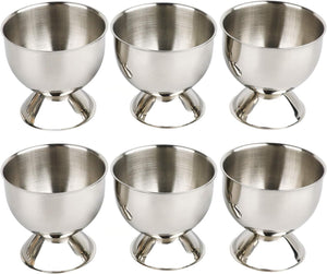 Stainless Steel Egg Cups Set for Hard Soft Boiled Eggs with 6 Egg Cup Holders 6 Egg Spoons