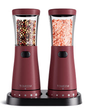 Load image into Gallery viewer, Electric Salt and Pepper Grinder Set with Storage Base, Stainless Steel Rechargeable Salt and Pepper Grinder Set with 4.5 oz Large Capacity, 1.8&quot; Wide Mouth, Adjustable Coarseness, Ideal for Kitchen
