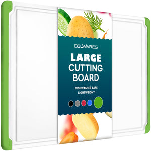 Large Cutting Boards for Kitchen - 18 x 12 Inch Plastic Dishwasher Safe Cutting Board with Deep Juice Groove - Non-Slip, Durable Carving Board for Vegetables, Fruits and Meats