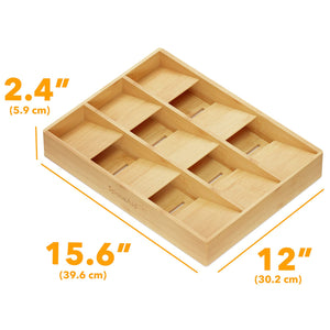 SpaceAid Bamboo Silverware Drawer Organizer with Labels, Kitchen Utensil Tray Holder Organizer for Flatware, Cutlery, Spoon and Knives Drawer Storage Organization (Natural, 6 Slots)