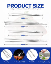 Load image into Gallery viewer, 4 Pcs Fine Long Tweezer Tongs Professional Black, 12&#39;&#39; and 10&#39;&#39; Stainless Steel for Kitchen, Food, Cooking, Repairing, Sea food and BBQ