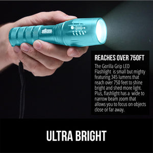 Powerful LED Tactical Flashlight, 750 FT High Lumens 5 Adjustable Modes, Water Resistant, Ultra Bright Zoom Flashlights, Small Mini Flash Light, Camping, Night Dog Walking, Turquoise