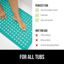 Load image into Gallery viewer, Bath Tub Shower Mat, Machine Washable Bathtub Floor Liner Mats, Suction Cups and Drain Holes to Keep Tubs Clean, Soft on Feet, Bathroom Essentials, 35x16 Inch, Clear