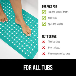 Bath Tub Shower Mat, Machine Washable Bathtub Floor Liner Mats, Suction Cups and Drain Holes to Keep Tubs Clean, Soft on Feet, Bathroom Essentials, 35x16 Inch, Clear