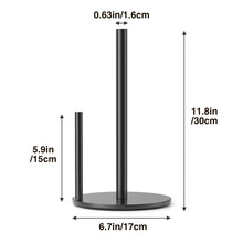 Load image into Gallery viewer, Paper Towel Holder Black, Premium Stainless Steel Kitchen Roll Dispenser, Countertop Roll Organizer with Weighted Base