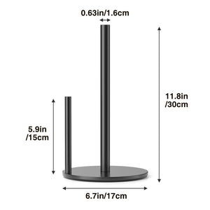 Paper Towel Holder Black, Premium Stainless Steel Kitchen Roll Dispenser, Countertop Roll Organizer with Weighted Base