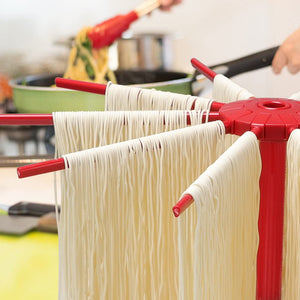 Collapsible Pasta Drying Rack - Spaghetti Noodle Drying Rack with 10 Bar Handles White