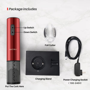 Secura Electric Wine Opener, Automatic Bottle Corkscrew Opener with Foil Cutter, Rechargeable (Champagne Gold)
