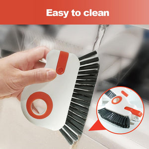 2 in 1 Groove Cleaning Brush Window Track Cleaning Tools, 2024 New Hard Bristle Crevice Cleaning Brush with Hidden Scraper, Shutter Door Window Track Kitchen Cleaning Brushes Kit (1, Orange)