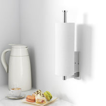Load image into Gallery viewer, Paper Towel Holder Under Cabinet - Stainless Steel Paper Towel Holder Wall Mount, Self-Adhesive or Drilling, Matte Black Towel Rack for Kitchen Organization and Storage, Kitchen Paper Roll Holder