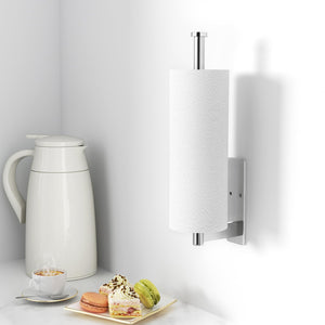 Paper Towel Holder Under Cabinet - Stainless Steel Paper Towel Holder Wall Mount, Self-Adhesive or Drilling, Matte Black Towel Rack for Kitchen Organization and Storage, Kitchen Paper Roll Holder