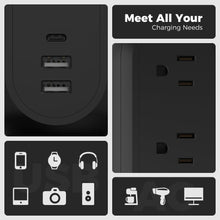 Load image into Gallery viewer, Tower Power Strip Flat Plug with 11 Outlets 3 USB (1 USB C), TESSAN Surge Protector Tower 1625W/13A,1050J Protection, 6 Feet Extension Cord with Multiple Outlets, Office Desk Supplies, Dorm Essentials