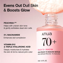 Load image into Gallery viewer, Anua Peach 70 Niacinamide Serum 30ml / brightening hydrating face serum/daily clean beauty (1.01 fl. oz.)