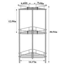 Load image into Gallery viewer, 4 Tier Floor Standing Corner Shower Caddy Organizer Shelf with Hooks, Bathroom Shelves Stand Rack, Black