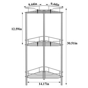 4 Tier Floor Standing Corner Shower Caddy Organizer Shelf with Hooks, Bathroom Shelves Stand Rack, Black
