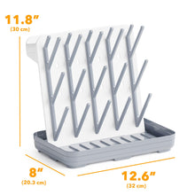 Load image into Gallery viewer, SpaceAid Baby Bottle Drying Rack with 20 Hooks, Space Saving Kitchen Bottles Rack Dryer, Vertical Baby Bottle Holder Organizer for Countertop Storage Accessories (White and Gray)