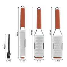 Load image into Gallery viewer, Lemon Zester Grater Three-piece Suit - Heavy Duty Kitchen Tool for Parmesan Cheese, Ginger, Garlic, Nutmeg, Chocolate, Vegetables，Fruits，Stainless Steel Grater Dishwasher Safe Black