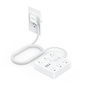 Black Surge Protector Power Strip, TESSAN Flat Plug Extension Cord 5 FT with 6 Outlets 3 USB Charger (1 USB C), 1700J Protection Multiple Outlets Charging Station for Home, Office, College Dorm Room