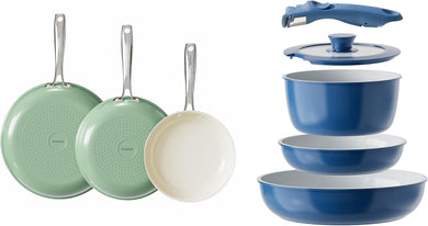 Redchef Ceramic Pots and Pans Set Non Stick, Nonstick Kitchen Cookware Sets, Non Toxic Pots and Pans Set Non Stick, PFAS PFOA & PTFE Free, Nonstick Frying Pans Set, Ceramic Pan Skillet, RV Cookware