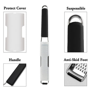 Lemon Zester Grater Three-piece Suit - Heavy Duty Kitchen Tool for Parmesan Cheese, Ginger, Garlic, Nutmeg, Chocolate, Vegetables，Fruits，Stainless Steel Grater Dishwasher Safe Black