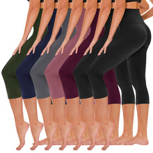 Load image into Gallery viewer, TNNZEET 7 Pack Leggings for Women - High Waisted Yoga Pants with Pockets Black Leggings Women Full Length &amp; Capri