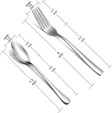 Load image into Gallery viewer, Dinner Forks and Dinner Spoons Bundle,16 Pcs 8&quot; Food Grade Stainless Steel Silverware Forks &amp; 16 Pcs 7.3&quot; Stainless Steel Spoons,Mirror Finish &amp; Dishwasher Safe,Use for Home,Kitchen or Restaurant