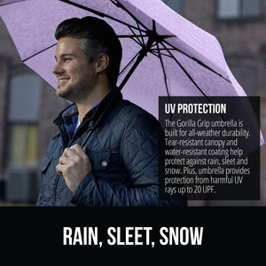 Windproof Compact Stick Umbrella for Rain, Travel One-Click Automatic Open and Close, Lightweight, Portable, Strong Reinforced Fiberglass Ribs, Easily Collapsible, Black
