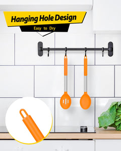 Pack of 2 Large Silicone Cooking Spoons,Non Stick Solid Basting Spoon,Heat-Resistant Kitchen Utensils for Mixing,Serving,Draining,Stirring (BLACK)