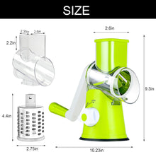 Load image into Gallery viewer, Rotary Cheese Grater Hand Crank Cheese Shredder for Fresh Cheese, Vegetable, Nuts,Non-slip Suction Base, Free Cleaning Brush Three Blades, Black