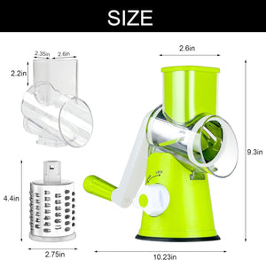 Rotary Cheese Grater Hand Crank Cheese Shredder for Fresh Cheese, Vegetable, Nuts,Non-slip Suction Base, Free Cleaning Brush Three Blades, Black