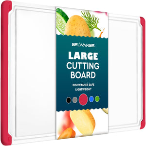 Large Cutting Boards for Kitchen - 18 x 12 Inch Plastic Dishwasher Safe Cutting Board with Deep Juice Groove - Non-Slip, Durable Carving Board for Vegetables, Fruits and Meats