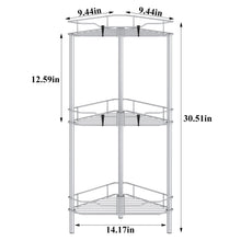 Load image into Gallery viewer, 4 Tier Floor Standing Corner Shower Caddy Organizer Shelf with Hooks, Bathroom Shelves Stand Rack, Black