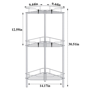 4 Tier Floor Standing Corner Shower Caddy Organizer Shelf with Hooks, Bathroom Shelves Stand Rack, Black