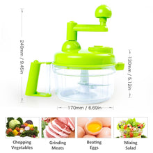 Load image into Gallery viewer, Manual Vegetable Cutter Food Processor 8 in 1 - Chopper, Mixer, Blender, Whipper, Egg Separator, Mincer, Grinder, Dicer with Clear Container 1200ml BPA Free