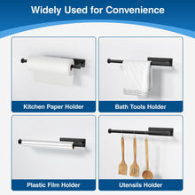 Load image into Gallery viewer, Paper Towel Holder - Self-Adhesive or Drilling, Brushed Nickel, Wall Mounted, SUS304 Stainless Steel Kitchen Roll Dispenser Under Cabinet