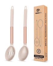 Load image into Gallery viewer, Pack of 2 Large Silicone Cooking Spoons,Non Stick Solid Basting Spoon,Heat-Resistant Kitchen Utensils for Mixing,Serving,Draining,Stirring (BLACK)