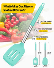 Load image into Gallery viewer, Pack of 2 Silicone Solid Turner, Non Stick Slotted Kitchen Spatulas, High Heat Resistant BPA Free Cooking Utensils, Ideal Cookware for Fish, Eggs, Pancakes(Black)