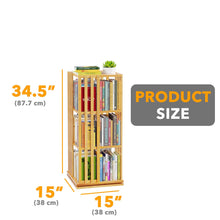 Load image into Gallery viewer, SpaceAid 6 Tier Rotating Bookshelf Tower, Bamboo Spinning Book Shelf, Revolving 360 Bookcase Storage Swivel Round Carousel, Vertical Rotate Turning Spiral Corner Organizer (6-Tier Walnut)