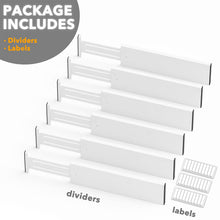 Load image into Gallery viewer, SpaceAid Bamboo Dresser Drawer Dividers 6 Pack, 4.65“ High Adjustable 12.5“-17” Drawer Organizers, Expandable Organization for Clothing, Clothes, Dressers, Natural