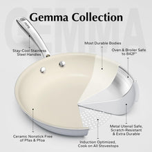 Load image into Gallery viewer, Redchef Nonstick Frying Pans Set, Ceramic Pan Skillet, Non Toxic Pans for Cooking, 8&quot; 9.5&quot; 11&quot; Ceramic Frying Pan Set PFAS &amp; PTFE &amp; PFOA Free with Stay Cool Handle, Dishwasher &amp; Oven Safe, Beige White