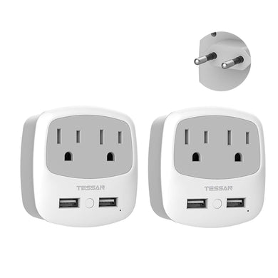 European Travel Plug Adapter Converter, TESSAN International Power Plug Converter with 2 USB, Type C Outlet Adaptor Charger for US to Most of Europe EU Iceland Spain Italy France Germany