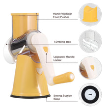 Load image into Gallery viewer, Rotary Cheese Grater Hand Crank Cheese Shredder for Fresh Cheese, Vegetable, Nuts,Non-slip Suction Base, Free Cleaning Brush Three Blades, Black