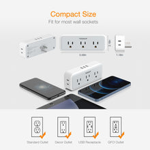 Load image into Gallery viewer, Multi Plug Outlet Extender, TESSAN Surge Protector Wall Plug Splitter with 5 Electrical Outlet Expander, Multiple Plug Adapter for Travel Home Office