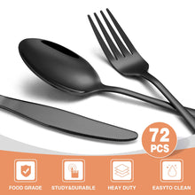 Load image into Gallery viewer, Black Silverware Set, Umite Chef 49-Piece Flatware Set with Drawer Organizer, Durable Stainless Steel Cutlery Set for 8, Tableware Eating Utensils with Steak Knives for Home Restaurant